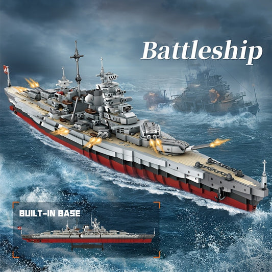 2081pcs Tech Battleship Clamp Block Building Set, MOC Large Warship Building Block Ornament Model, Adult Collectible Display Toy, Best Gift for Warship Enthusiasts 4201