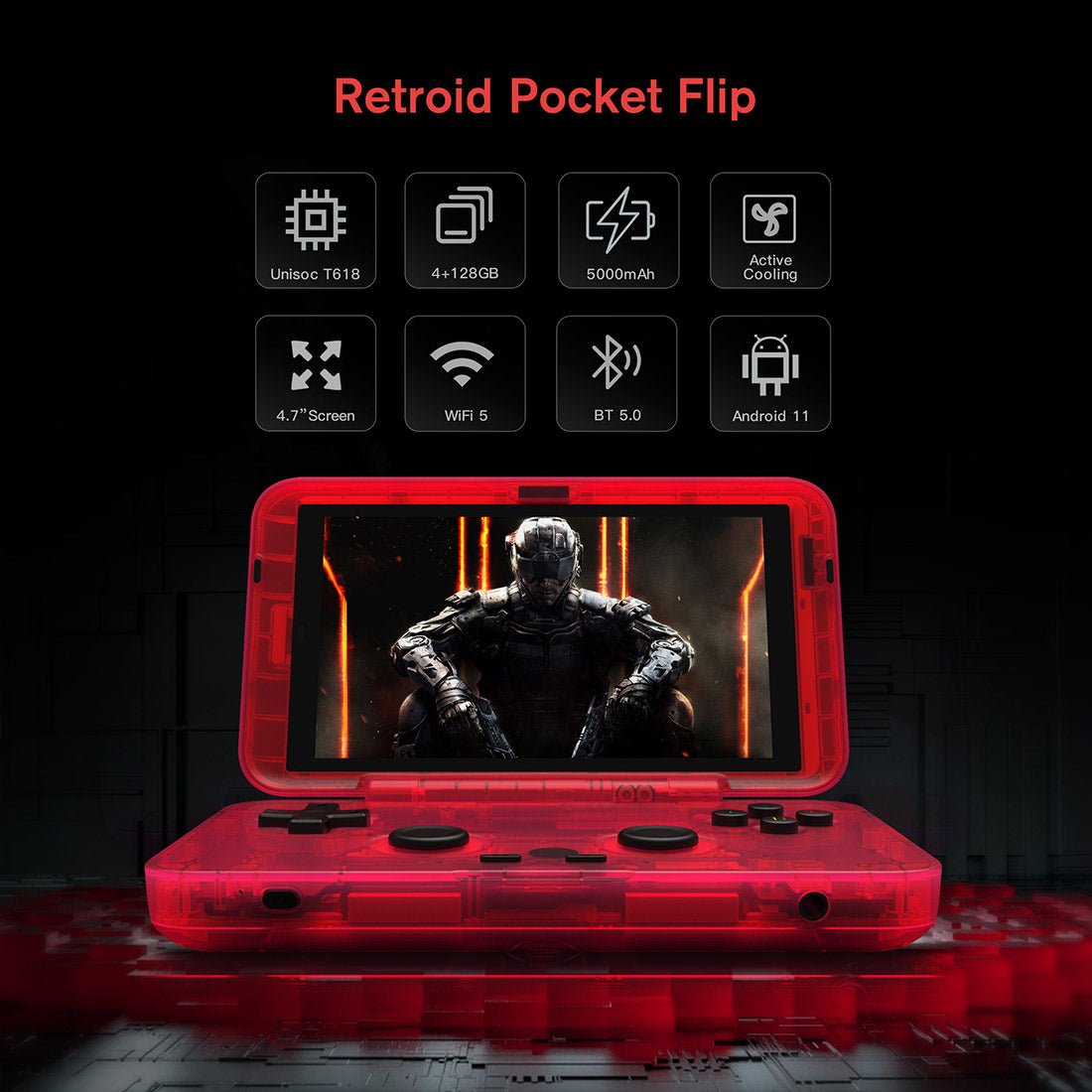 Handheld Game Console Retroid Pocket Flip 2 – Flip AMOLED Retro Emulator Android Gaming