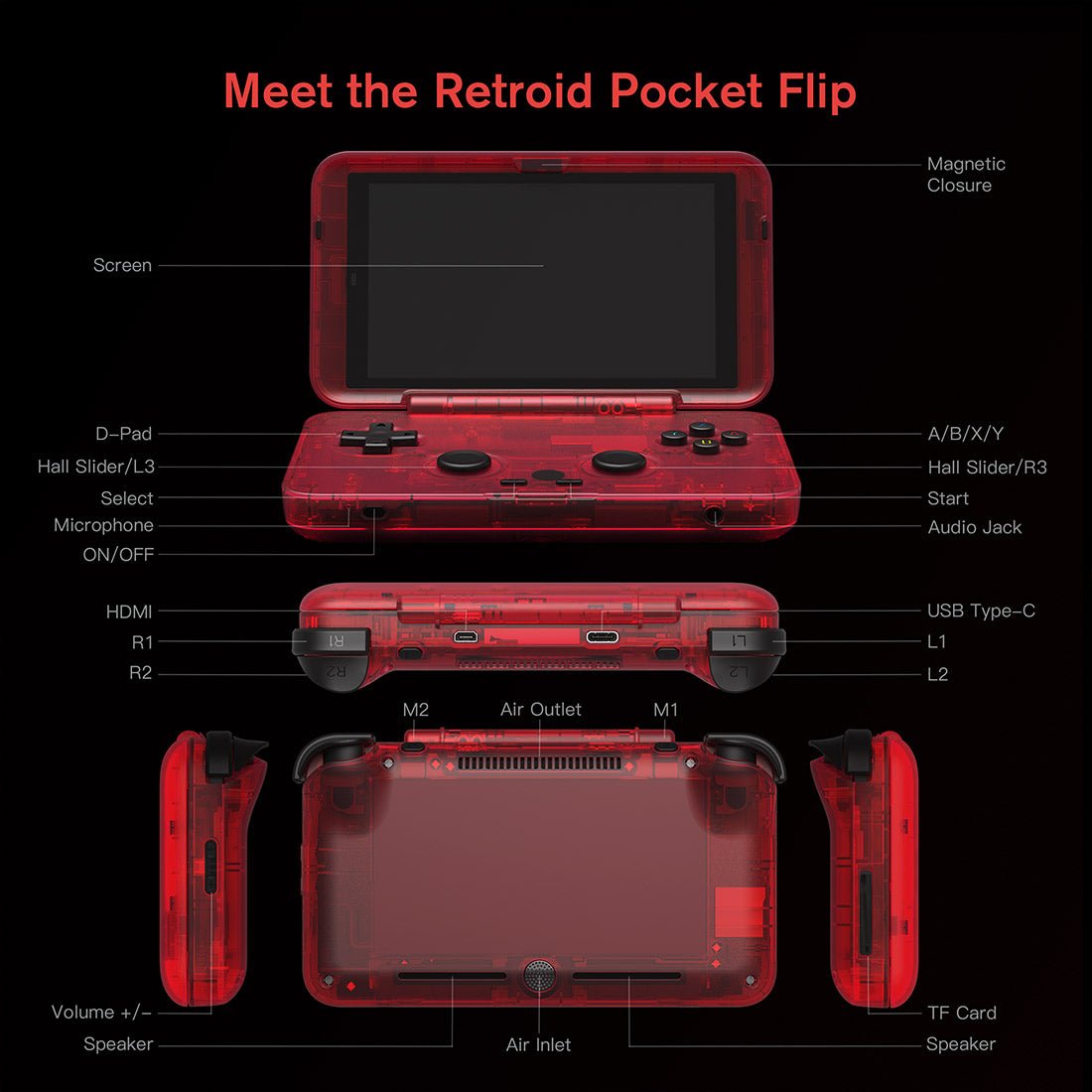 Handheld Game Console Retroid Pocket Flip 2 – Flip AMOLED Retro Emulator Android Gaming