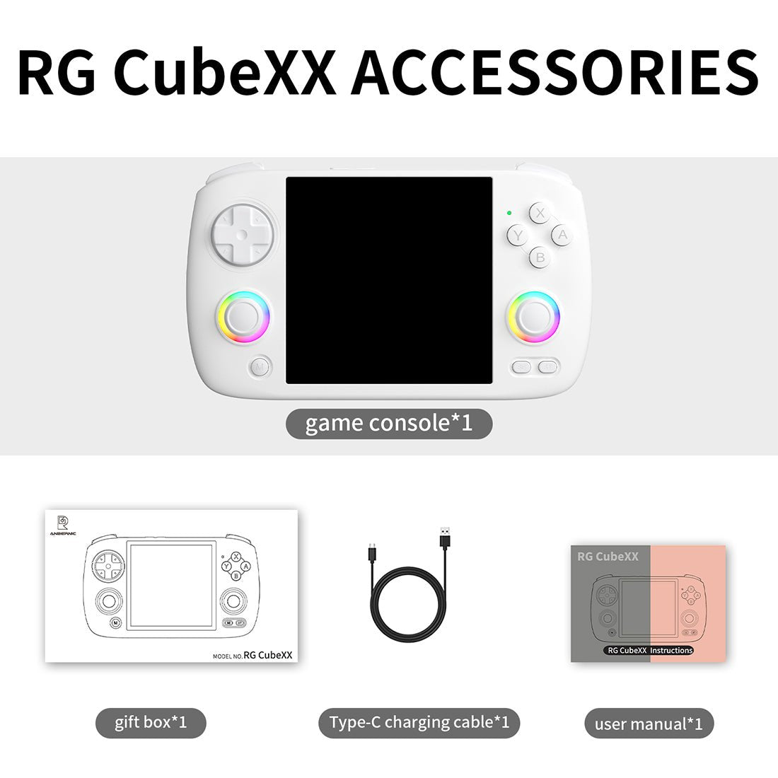 Retro Handheld Game Console Anbernic RG CubeXX - Linux Square IPS RGB Portable Gaming Handheld 3800mAh