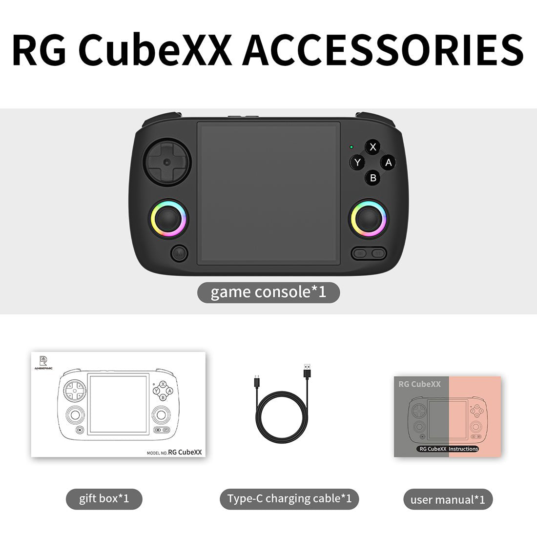 Retro Handheld Game Console Anbernic RG CubeXX - Linux Square IPS RGB Portable Gaming Handheld 3800mAh
