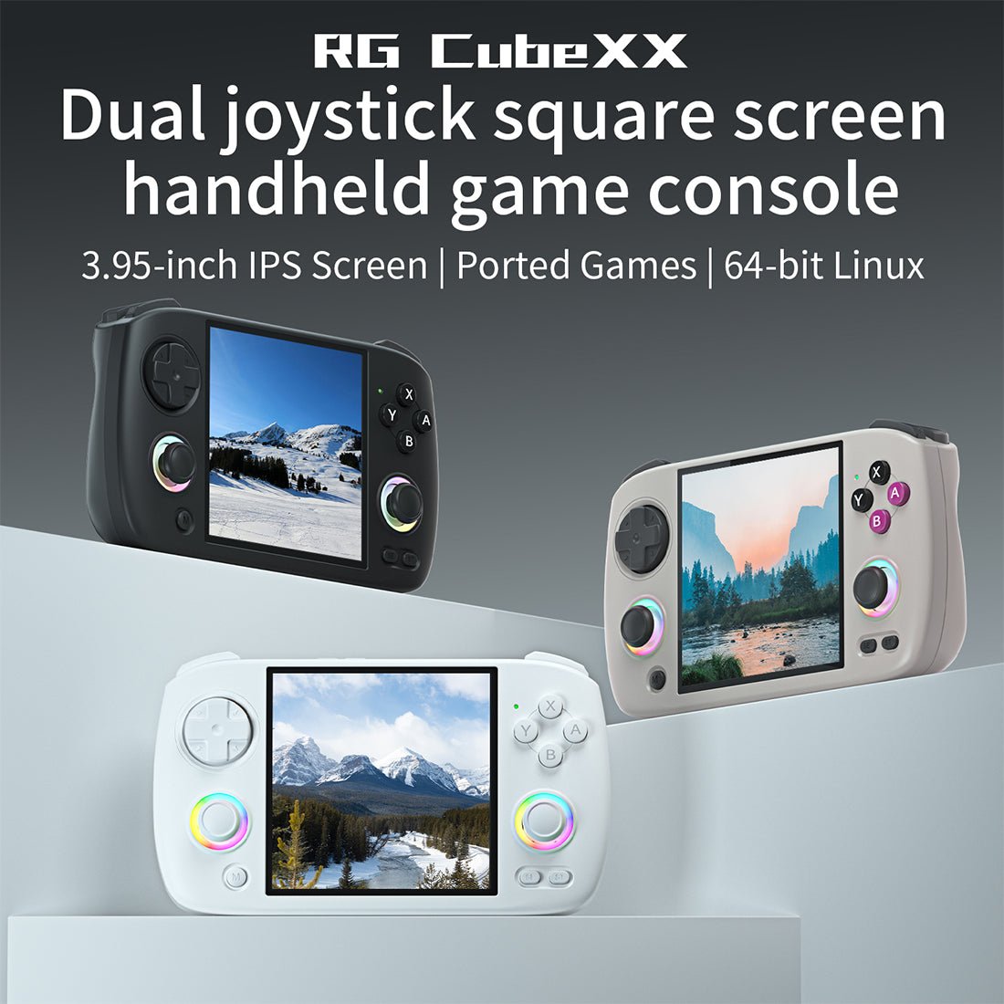 Retro Handheld Game Console Anbernic RG CubeXX - Linux Square IPS RGB Portable Gaming Handheld 3800mAh