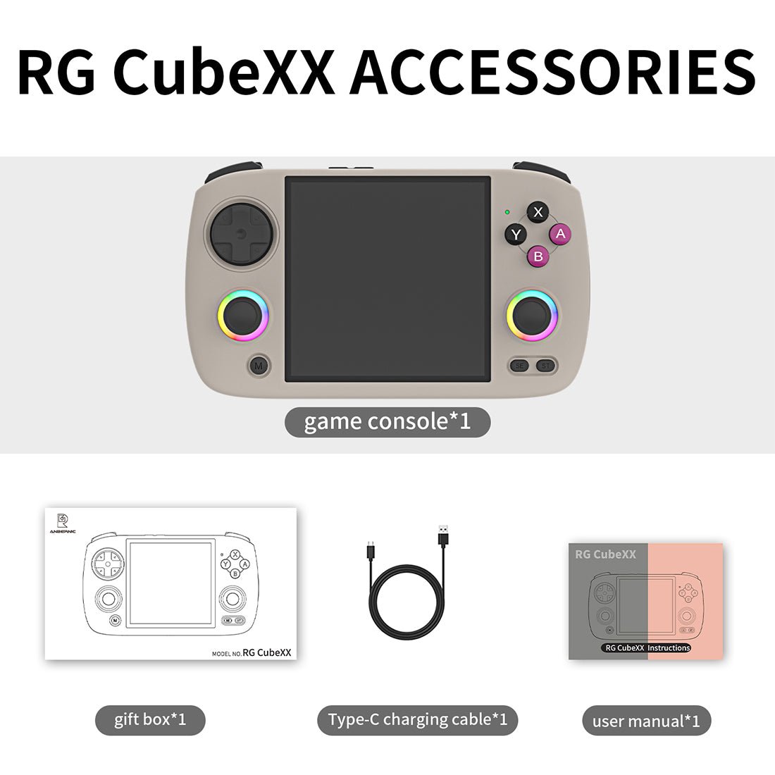 Retro Handheld Game Console Anbernic RG CubeXX - Linux Square IPS RGB Portable Gaming Handheld 3800mAh