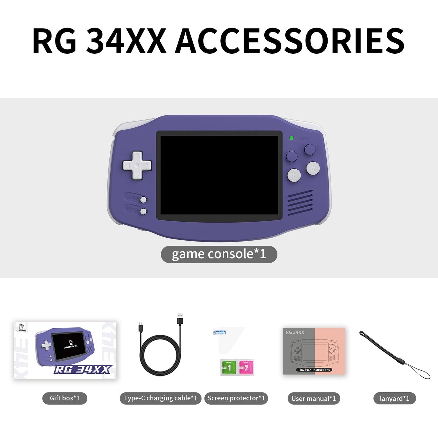 Retro Handheld Game Console Anbernic RG34XX - Linux GBA Style IPS HDMI Portable Gaming Handheld 3500mAh