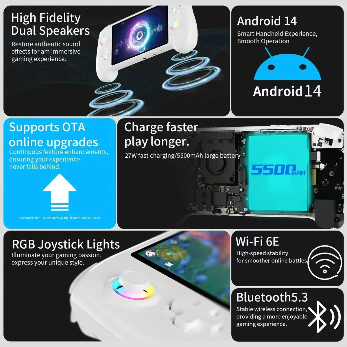 Retro Handheld Game Console Anbernic RG557 - Android 14 AMOLED WiFi 6E Portable Gaming Handheld 5500mAh