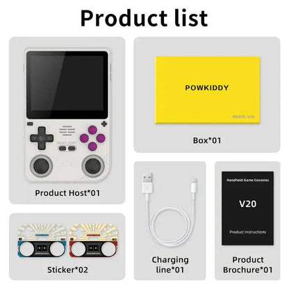 Handheld Game Console Powkiddy V20 – 3.5" IPS Vertical 5000mAh 10hr Dual TF Linux