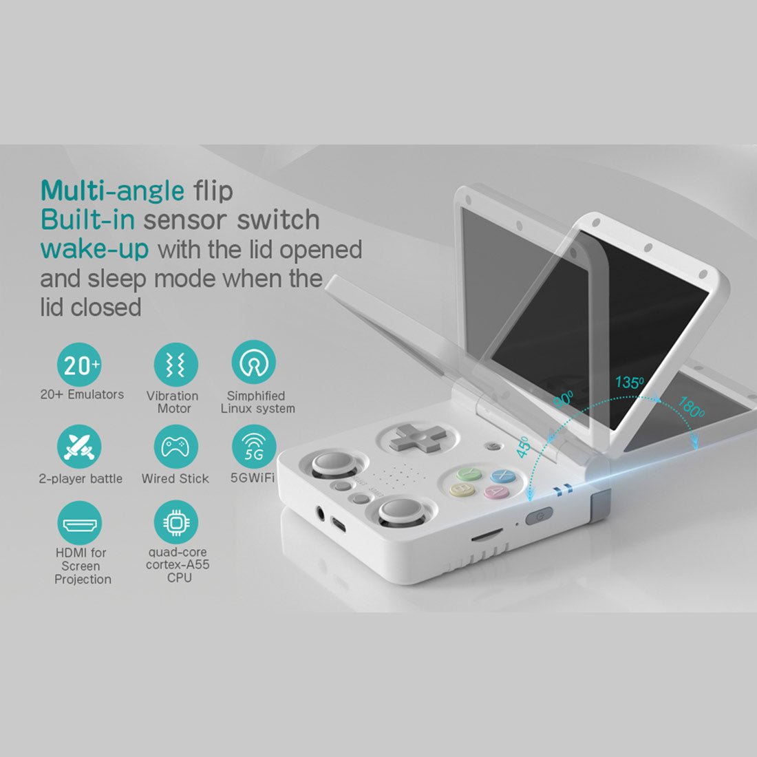 Handheld Game Console Miyoo Flip V2 Retro Gaming Clamshell 3.5-inch IPS Dual Joystick HDMI