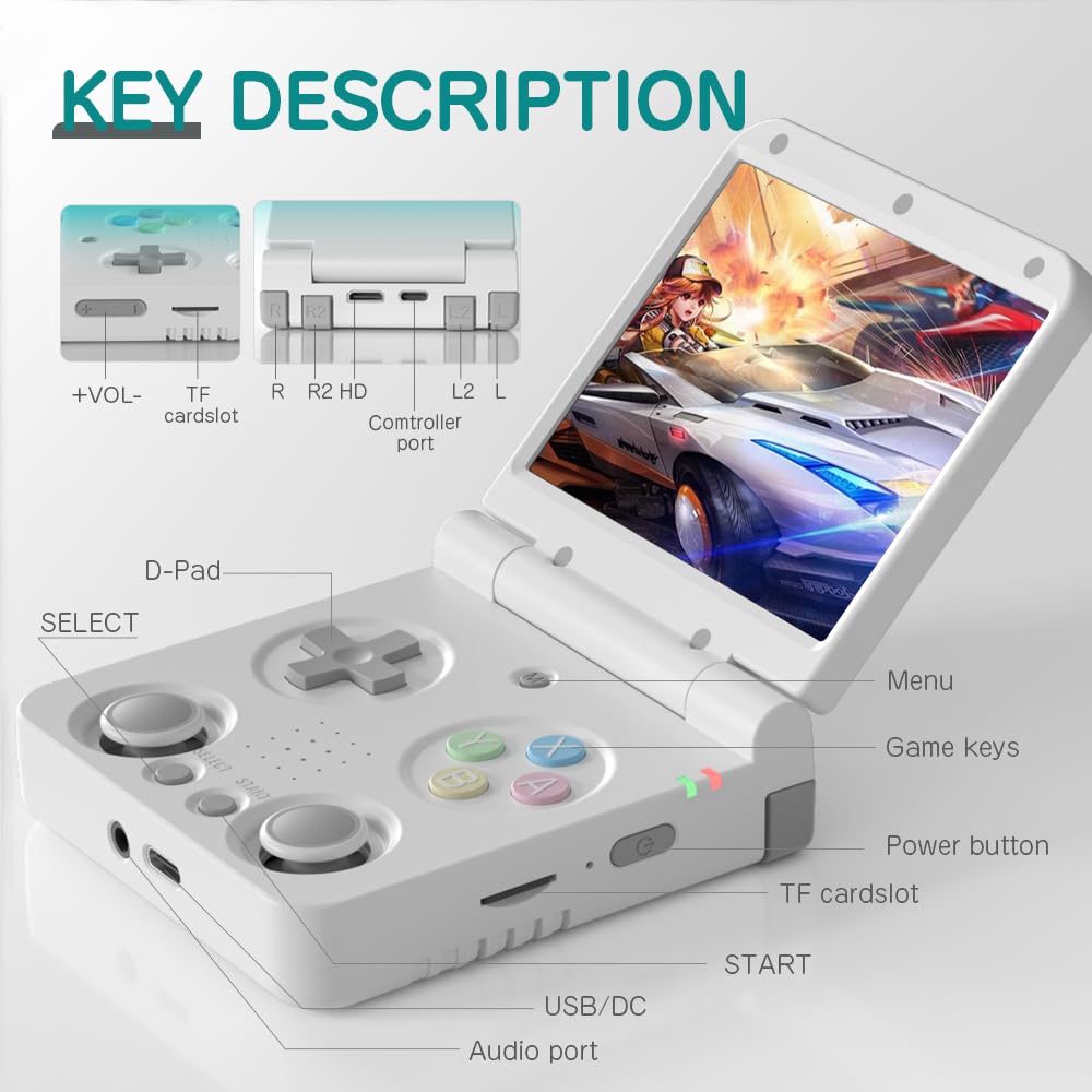 Handheld Game Console Miyoo Flip V2 Retro Gaming Clamshell 3.5-inch IPS Dual Joystick HDMI