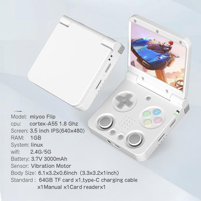 Handheld Game Console Miyoo Flip V2 Retro Gaming Clamshell 3.5-inch IPS Dual Joystick HDMI