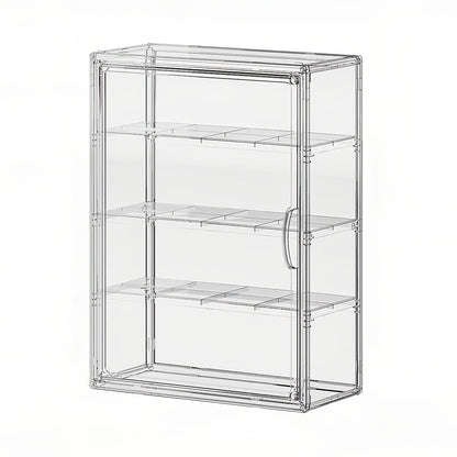 Acrylic Display Case Wall Mounted 4 Tiers – Clear Figure Display Cabinet with 3 Adjustable Dividers, Magnetic Door & Dust-Proof Design for Action Figures, Collectibles, Funko Pop, Toys & Models