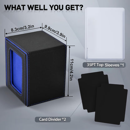 Deck Box Trading Card Storage 100 Double Sleeved Cards Commander Window Display – TCG MTG Pokemon EDH Sports Card Organizer 5 Colors