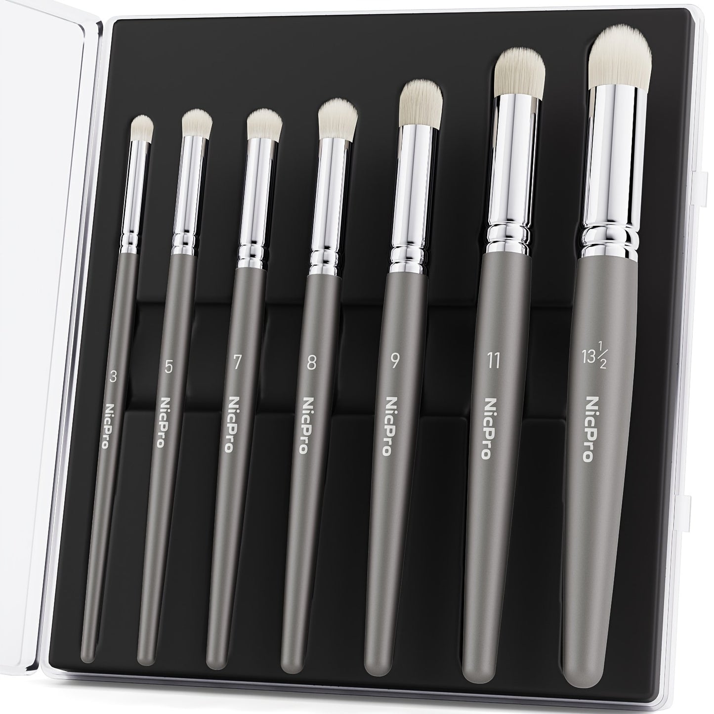 Dry Brush Set for Miniature Painting 7 Sizes – Professional Drybrush Kit with Storage Case | Hobby Detail Paint Brushes for Models Warhammer DnD Figures | Black & Gray | Gift for Hobbyists